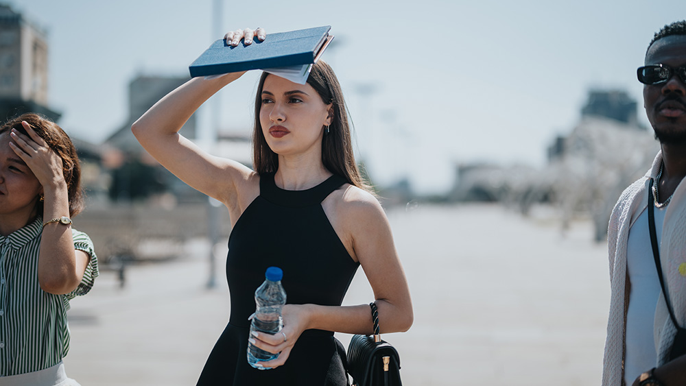 woman with water bottle