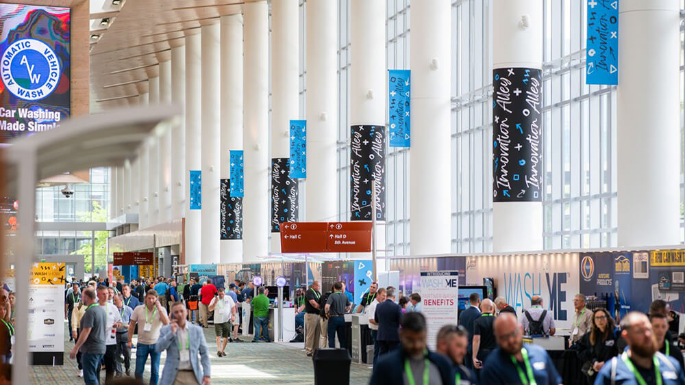 innovation alley signs above exhibit hall